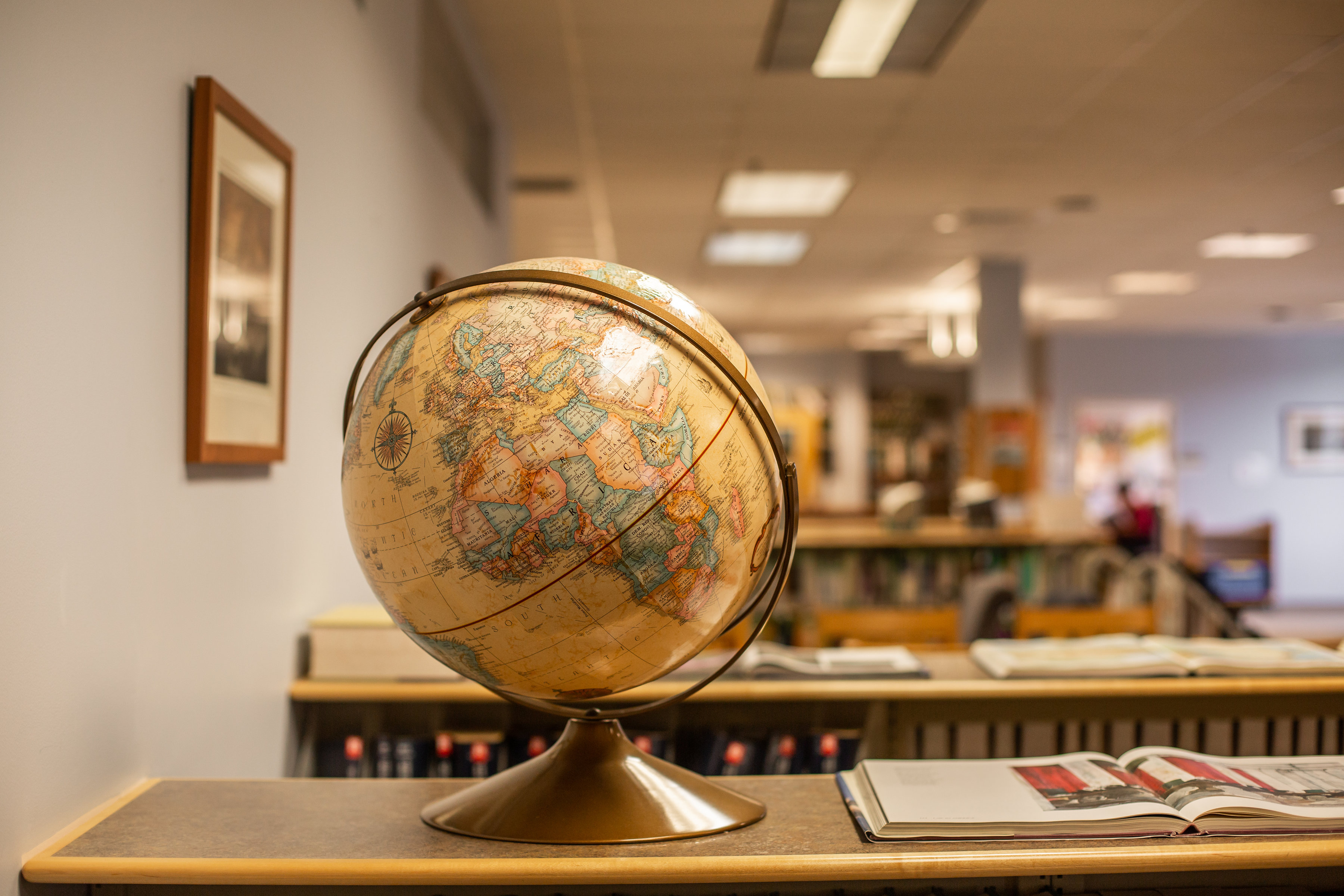 globe in library