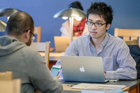 students studying in library
