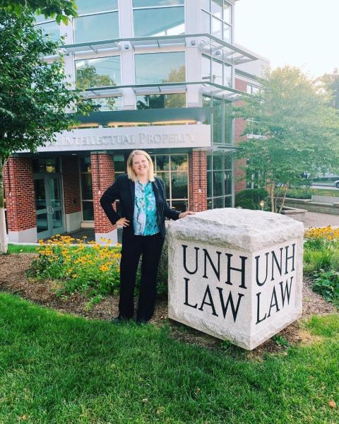 Student Jessica Gore in front of the IP Center