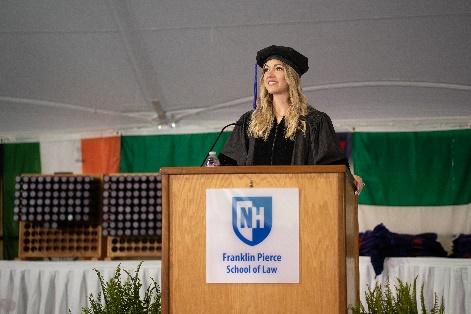 Student at podium