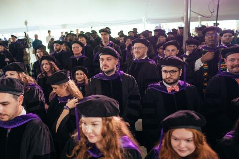 students at commencement