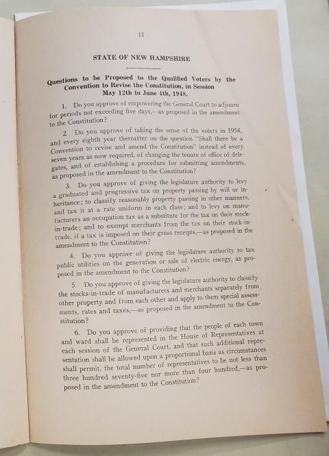 questions on amending the NH Constitution